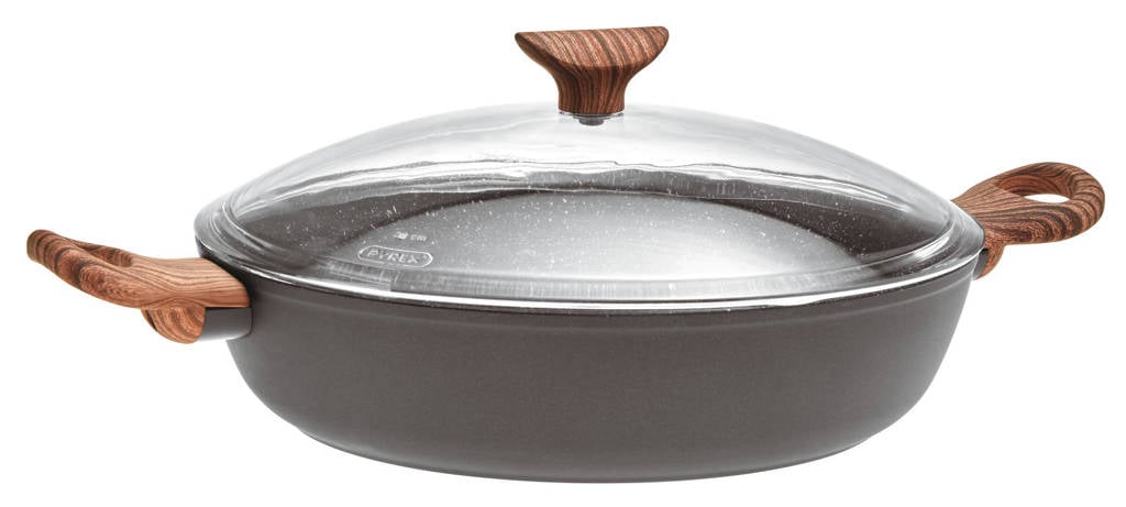 Sambonet hapjespan Rock 'n' Rose (Ø28 cm), Houtkleurig,Zwart
