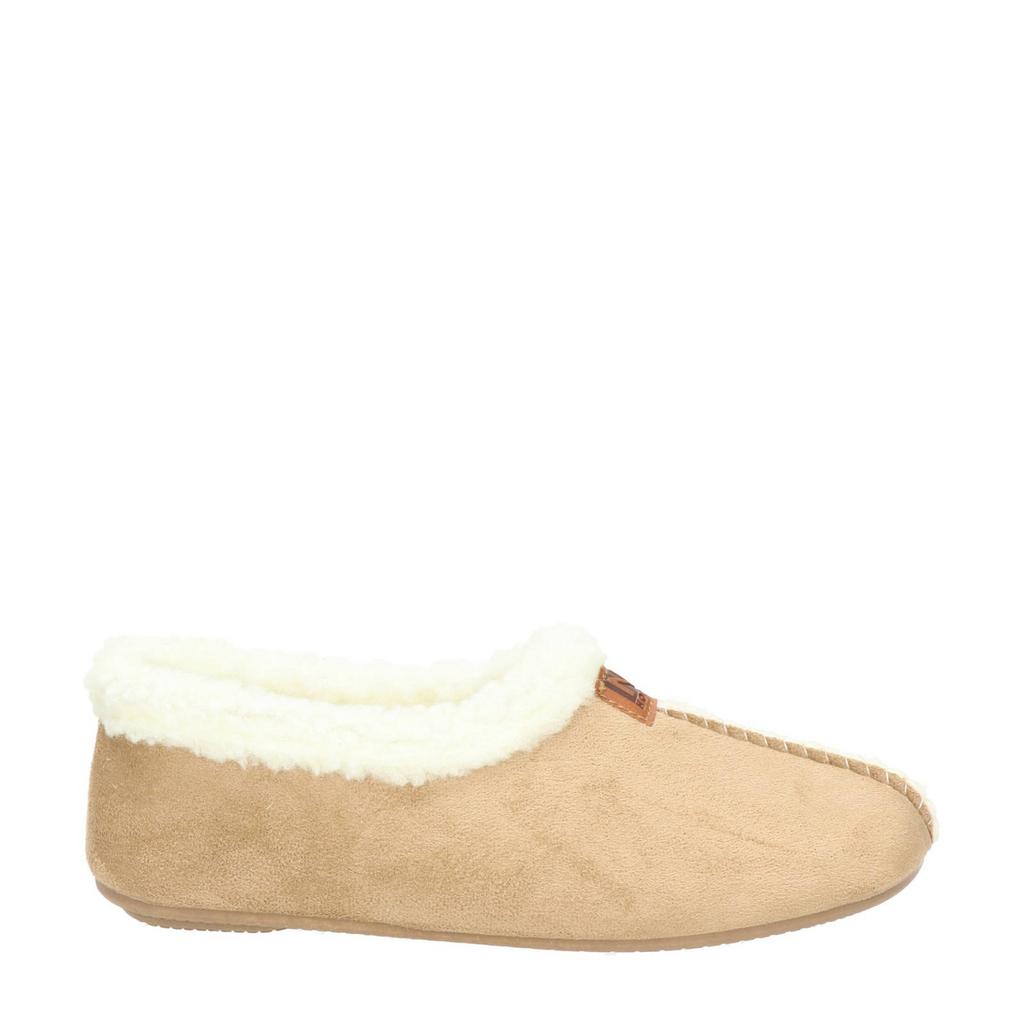 Beige dames Nelson Home pantoffels van textiel/teddy/rubber