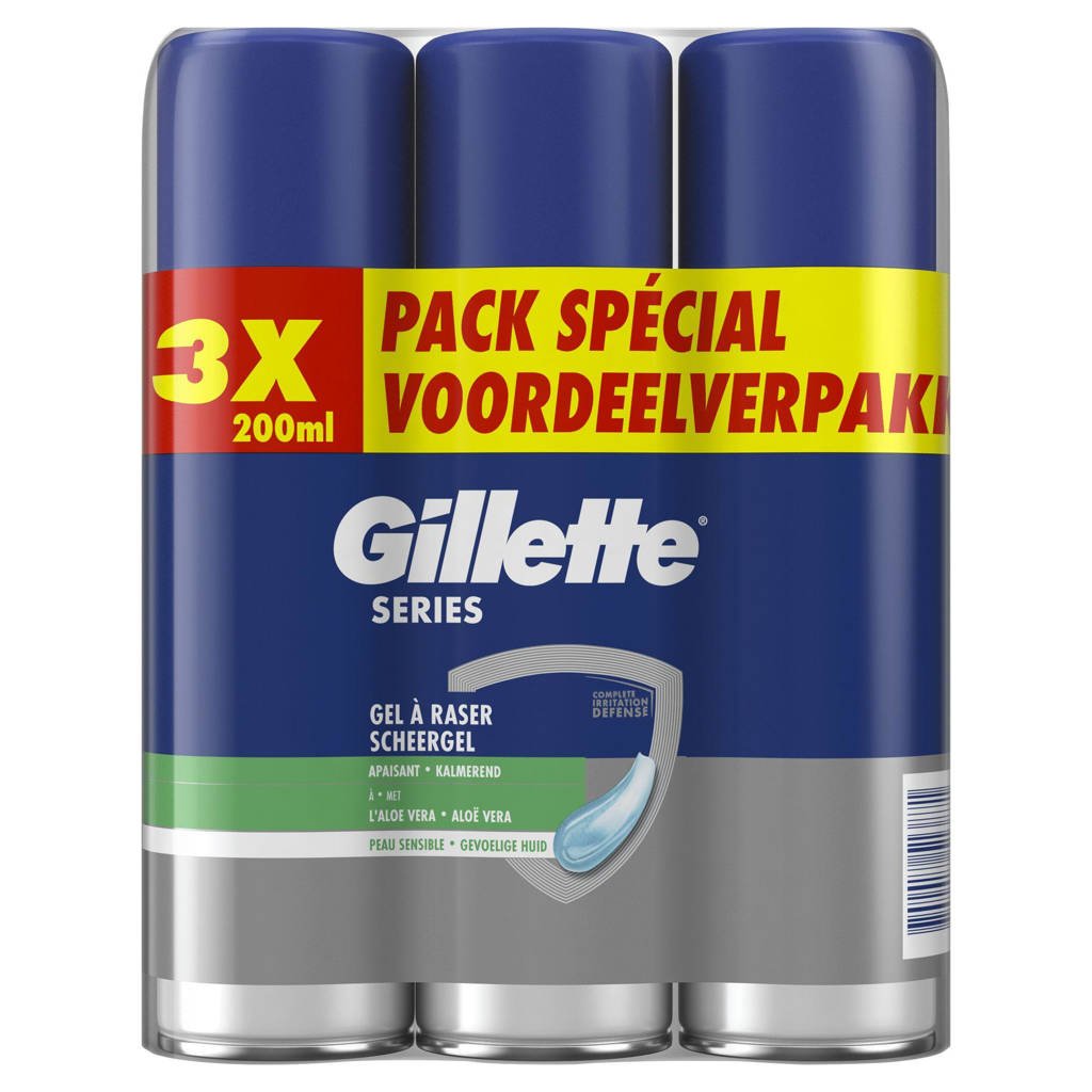 Gillette Series Gevoelige Huid scheergel - 3 x 200 ml - voordeelverpakking