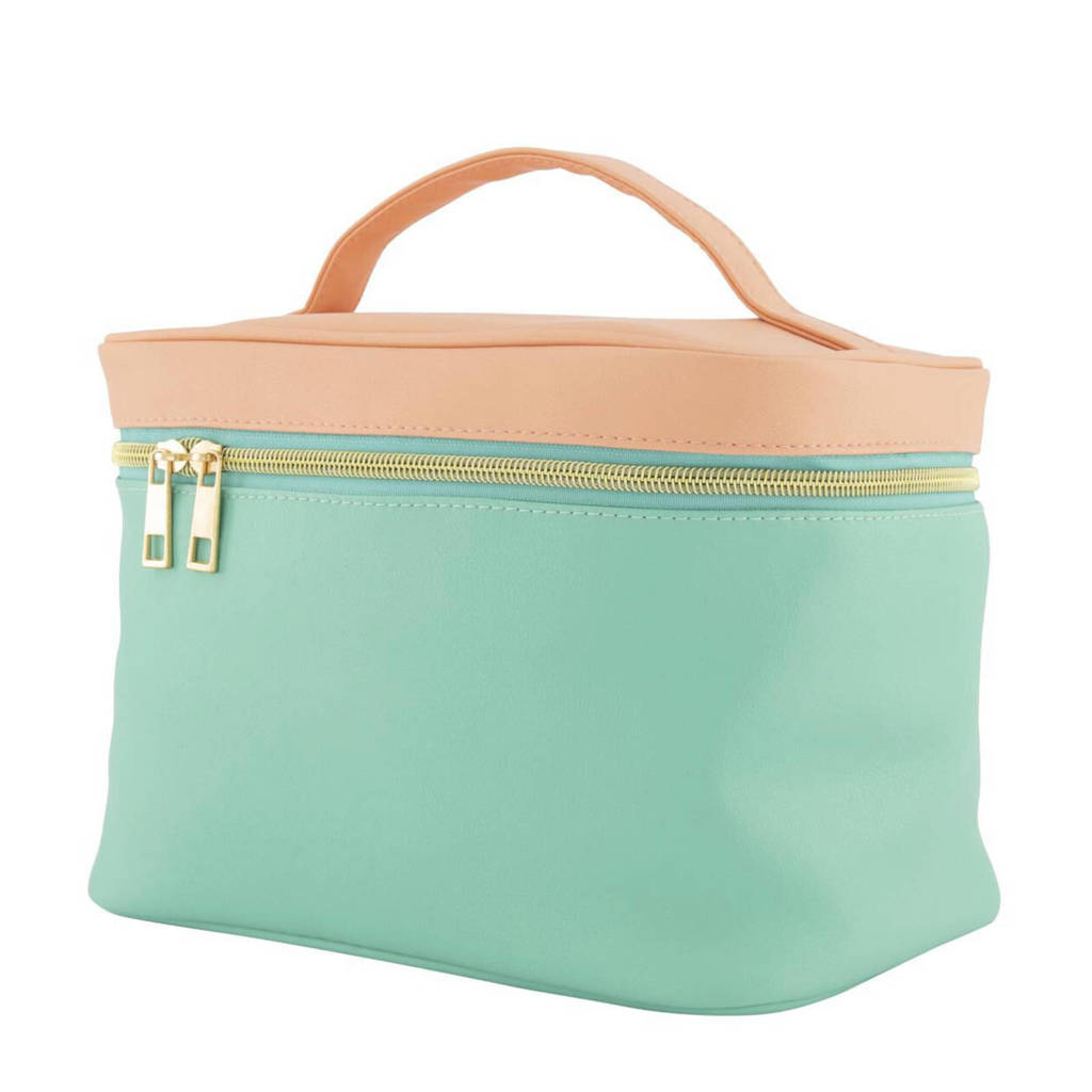 HEMA beautycase, Mintgroen/zalmroze