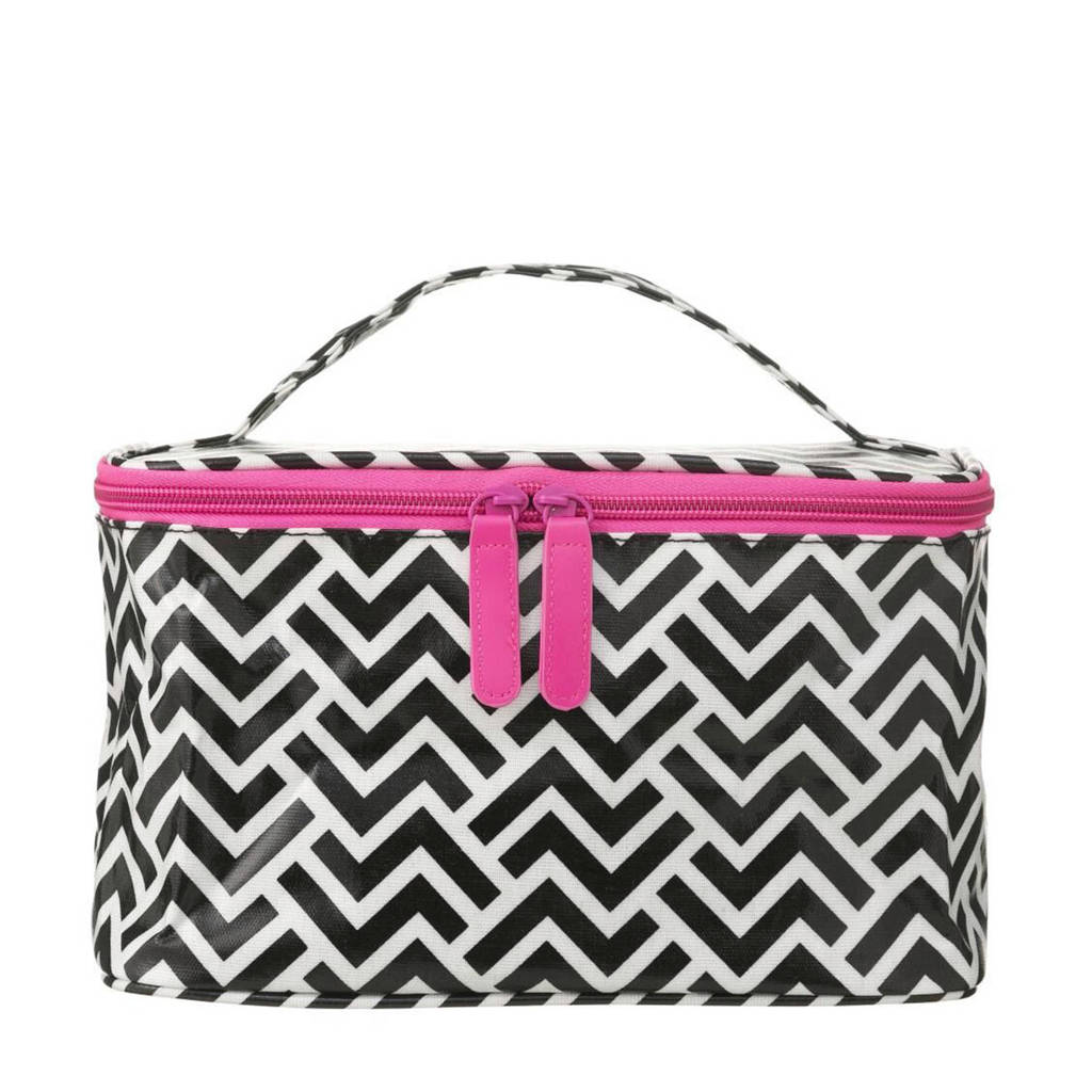 HEMA beautycase, Zwart/wit/roze