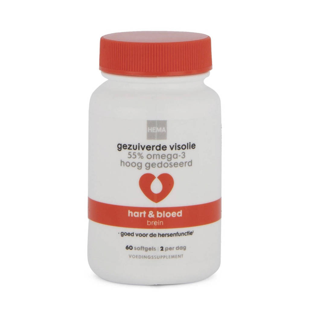 HEMA Gezuiverde visolie 55% omega 3 hoog gedoseerd - 60 stuks
