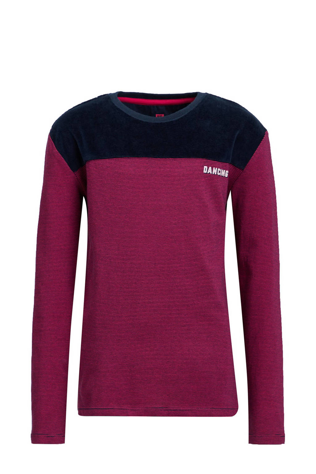 WE Fashion gestreepte longsleeve paars/donkerblauw, Paars/donkerblauw