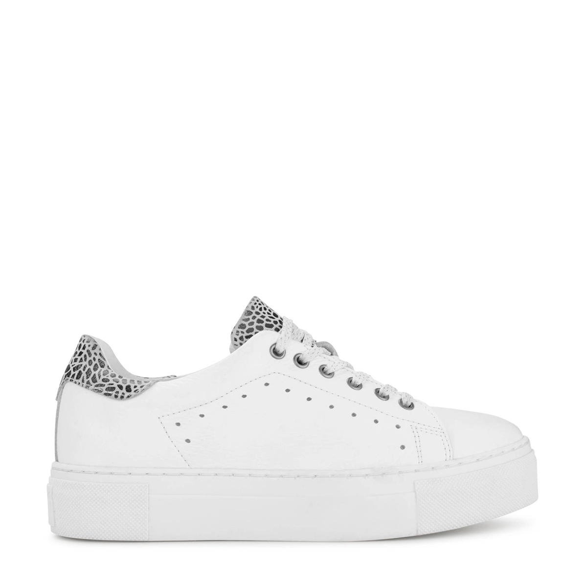 PS Poelman leren plateau sneakers wit/zwart wehkamp - Main Image