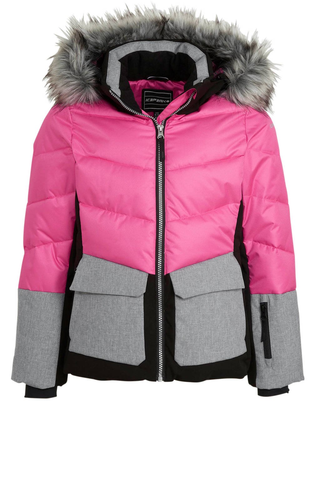 Icepeak ski-jack Lillie JR roze/zwart/grijs, Roze/zwart/grijs