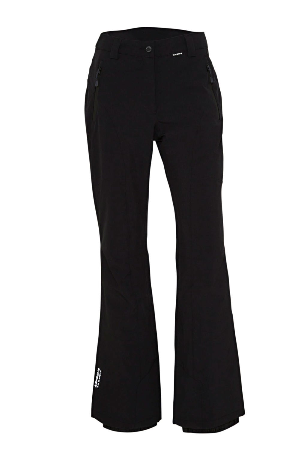 Zwarte dames Icepeak skibroek Freyung van polyester met rits- en drukknoopsluiting en effen