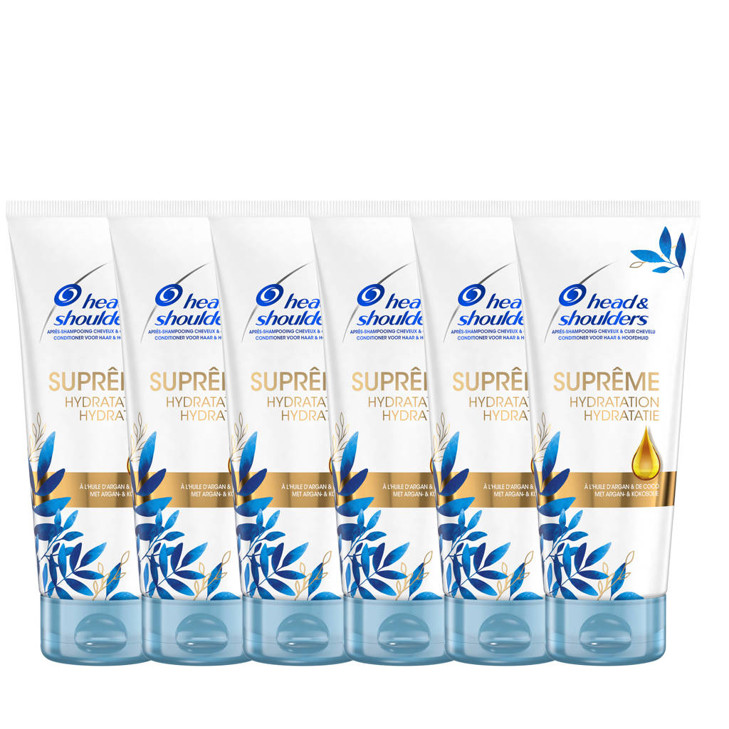 Head & Shoulders Suprême Hydratatie anti-roos conditioner argan- & kokosolie 6 x 220 ml - voordeelverpakking