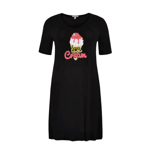 Yoek T shirtjurk Ice Cream met printopdruk en pailletten zwart multi Yoek T shirtjurk Ice Cream met printopdruk en pailletten zwart multi