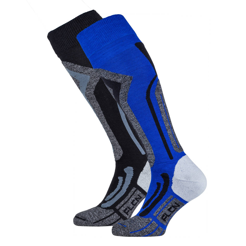 Falcon skisokken blauw/zwart (set van 2), Blauw/zwart