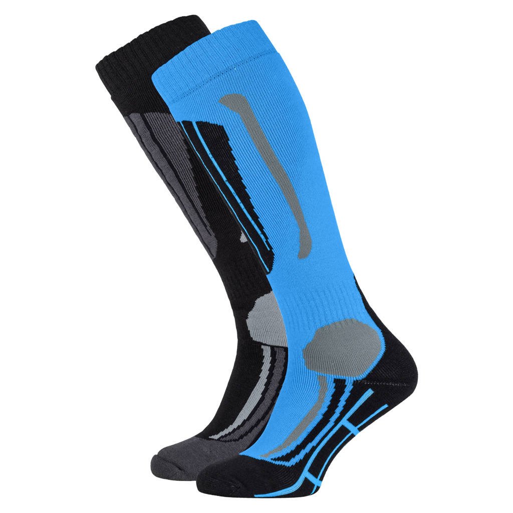 Falcon skisokken Victoria zwart/blauw, Zwart/blauw