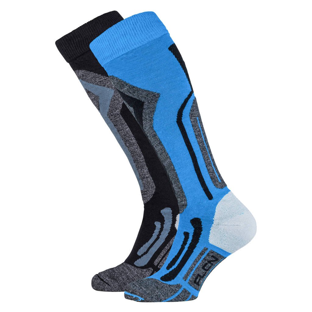 Falcon skisokken blauw/zwart (set van 2), Blauw/zwart