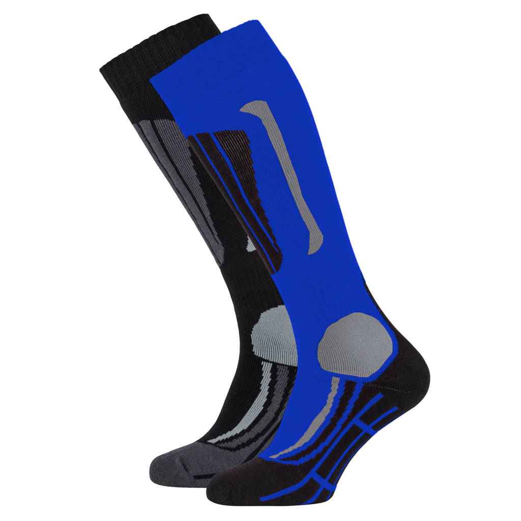 Falcon skisokken Victor zwart/blauw (set van 2), Zwart/blauw