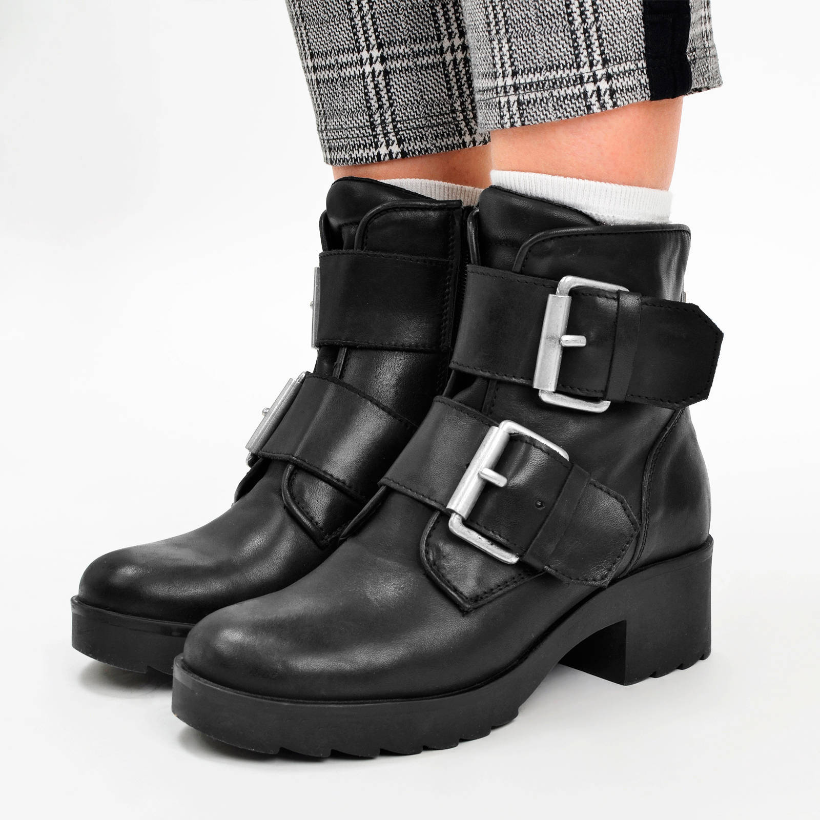 PS Poelman leren bikerboots zwart | wehkamp