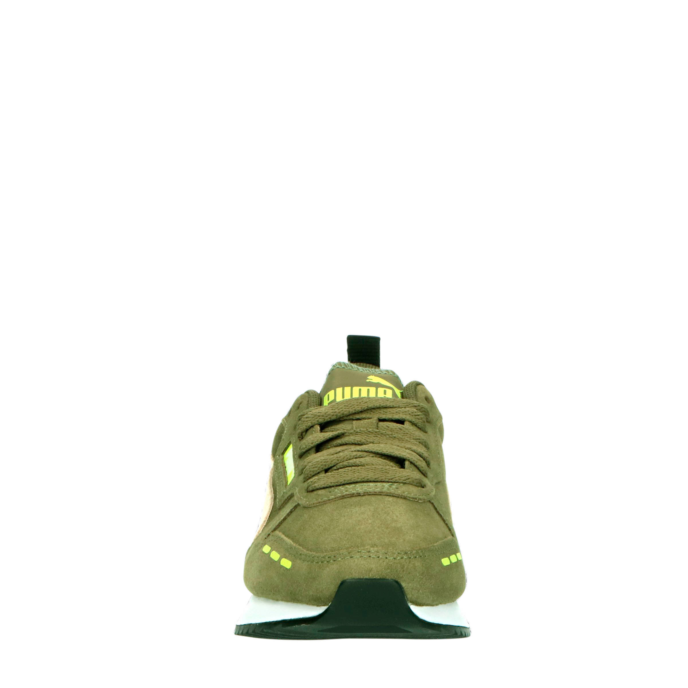 Puma R78 SD Jr sneakers olijfgroen/wit/geel | wehkamp