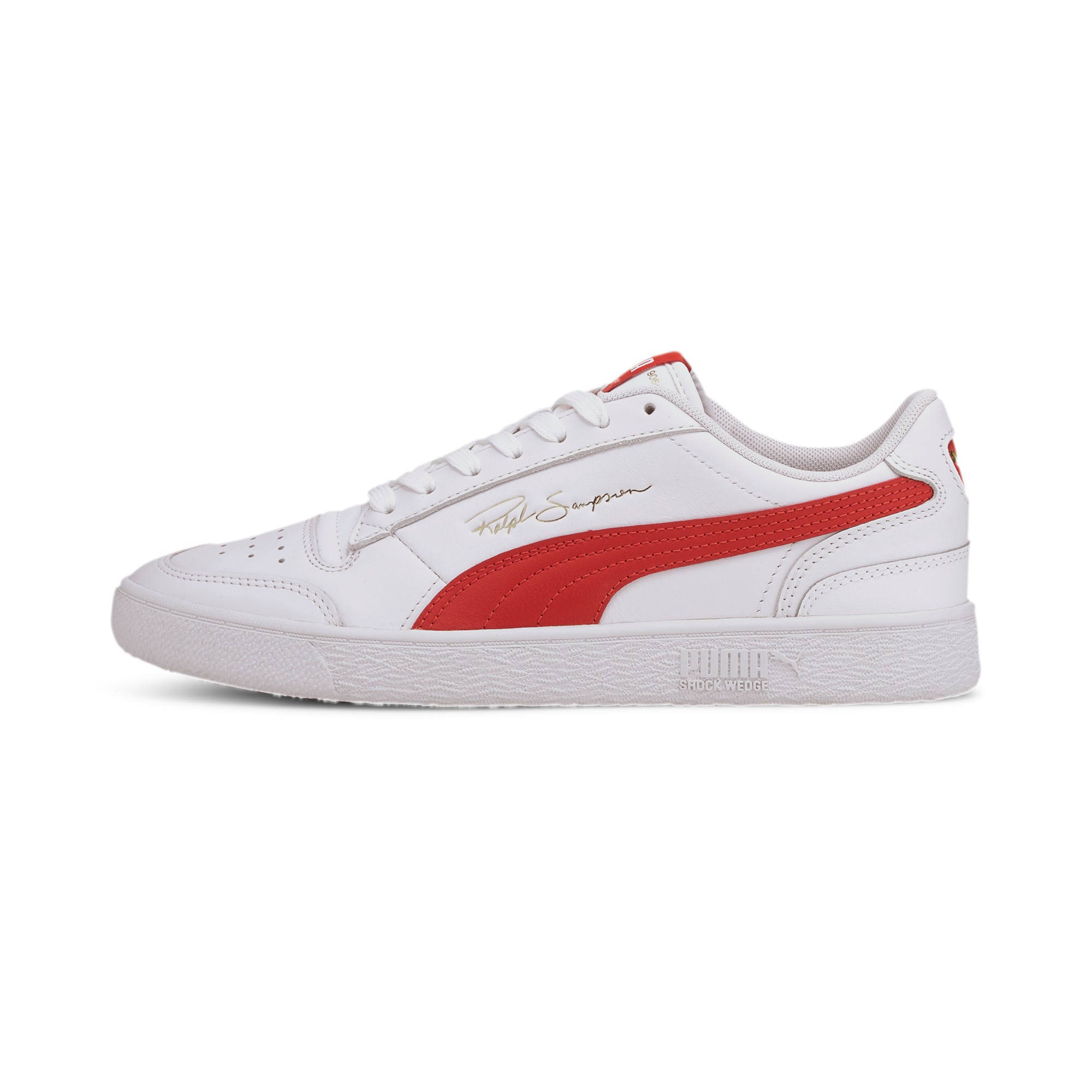 Puma Ralph Sampson Lo leren sneakers wit/rood | wehkamp