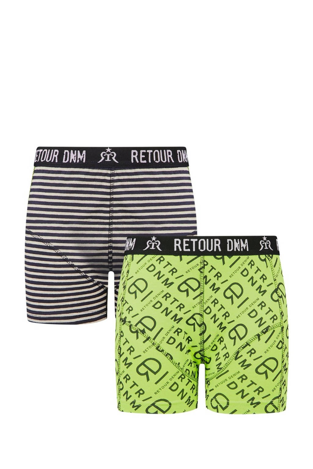 Retour Denim boxershort Guido - set van 2 neon groen/zwart