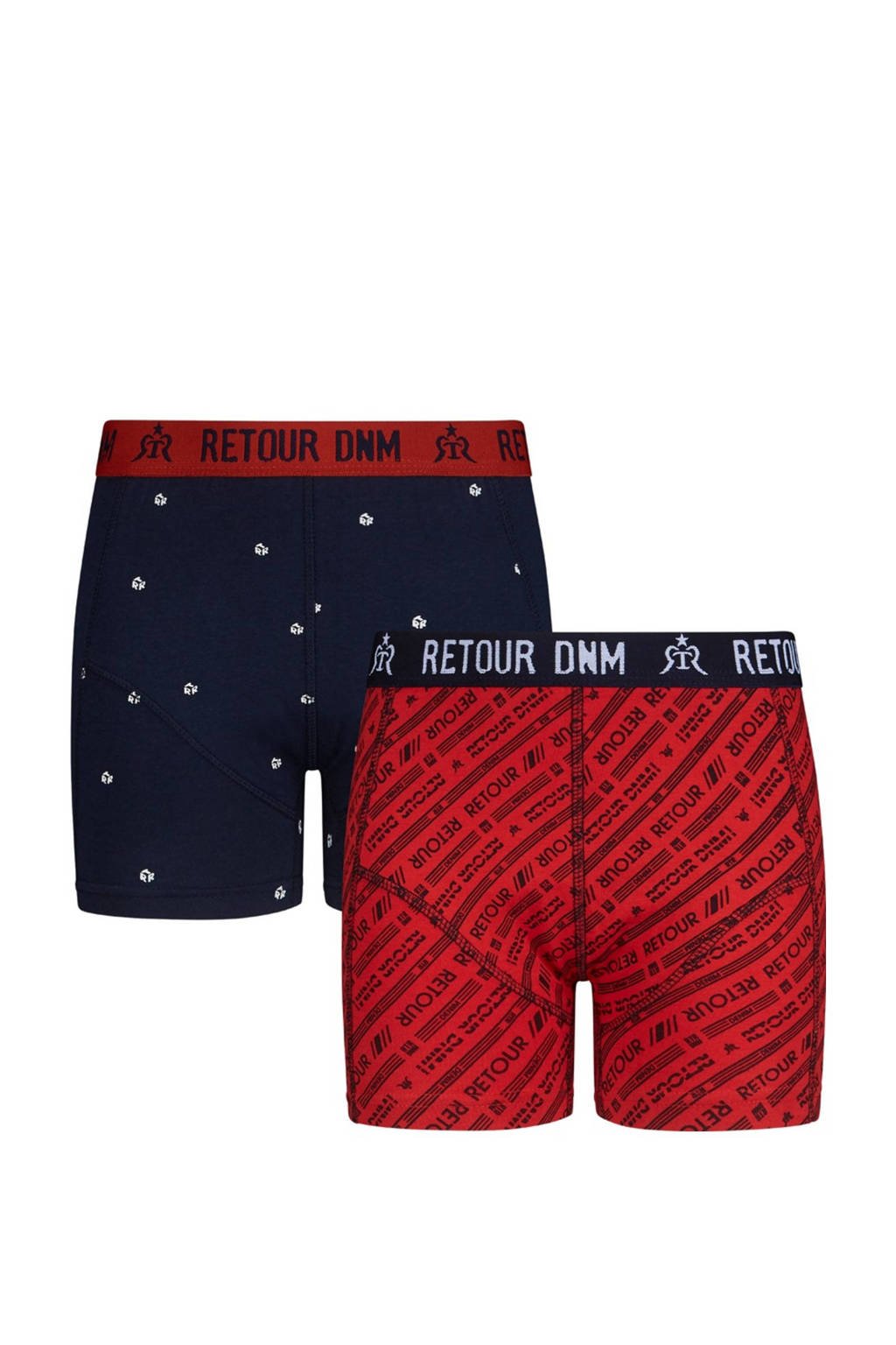 Retour Denim boxershort Bjorn - set van 2 donkerblauw/rood, Donkerblauw/rood