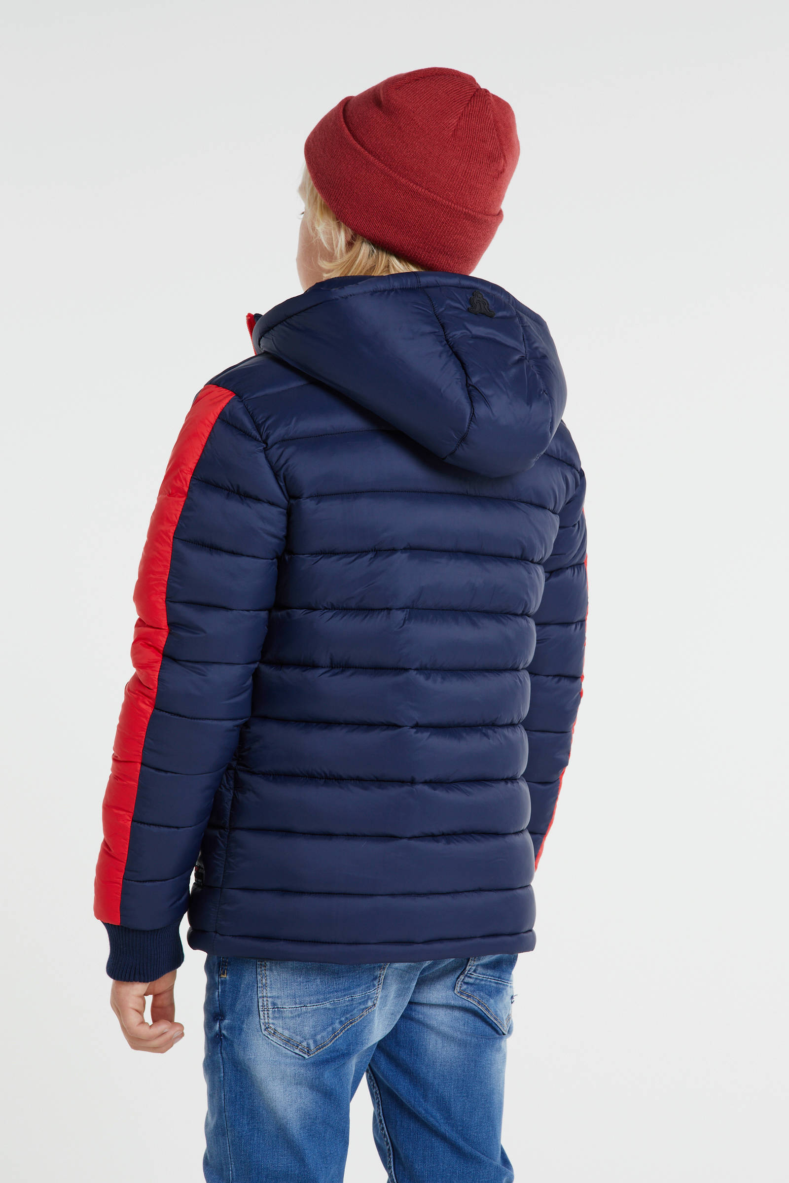 Retour Denim gewatteerde winterjas Rene donkerblauwrood Retour Denim gewatteerde winterjas Rene donkerblauwrood