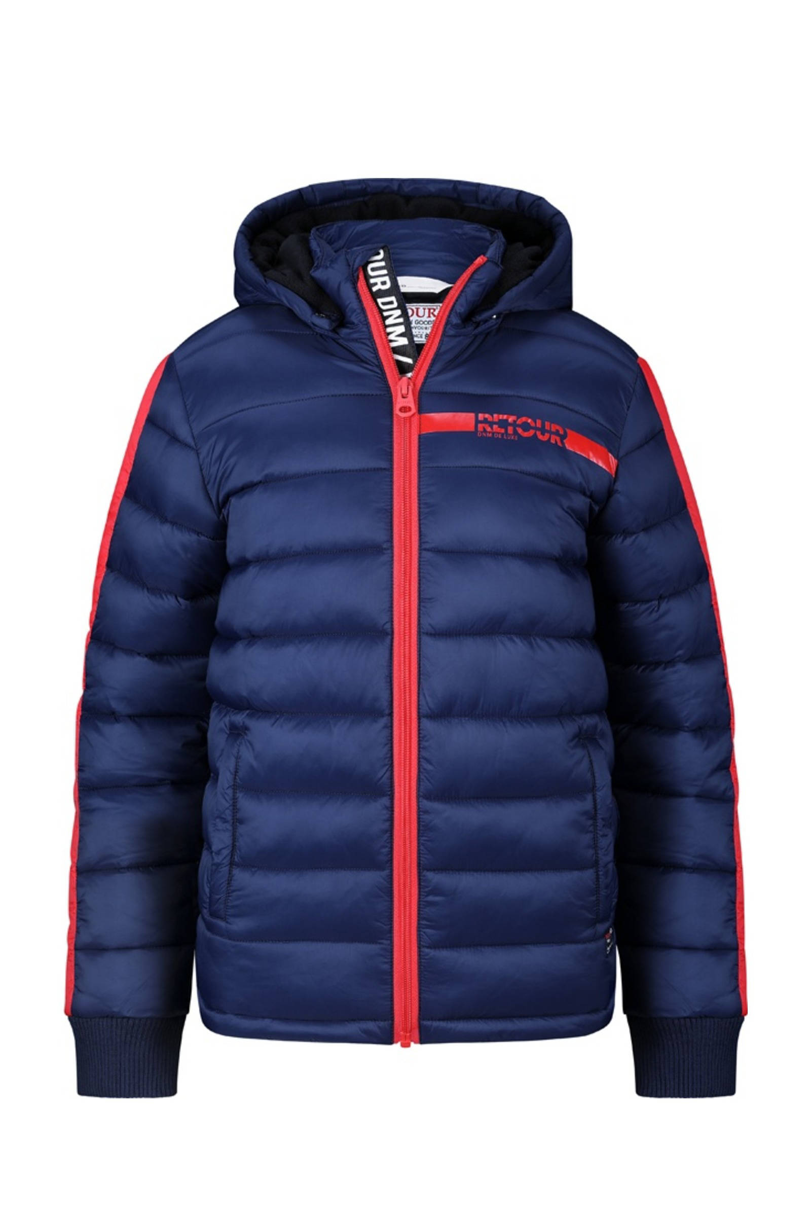 gewatteerde winterjas Rene donkerblauwrood gewatteerde winterjas Rene donkerblauwrood