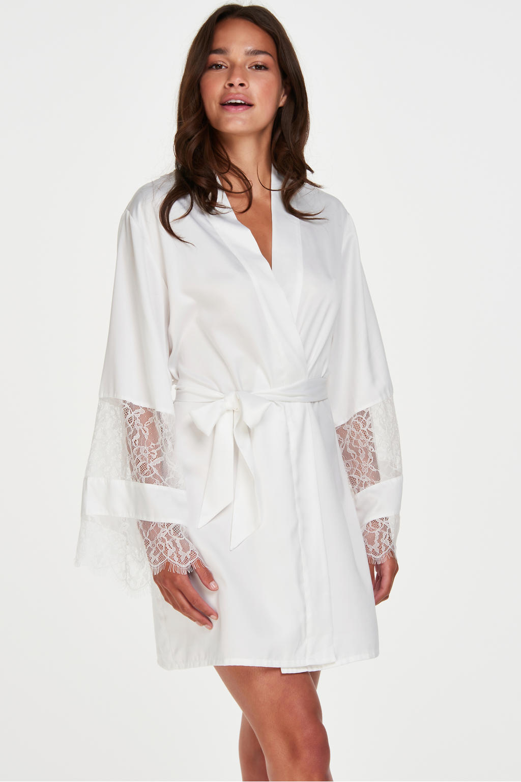 Hunkemöller satijnen kimono met kant wit
