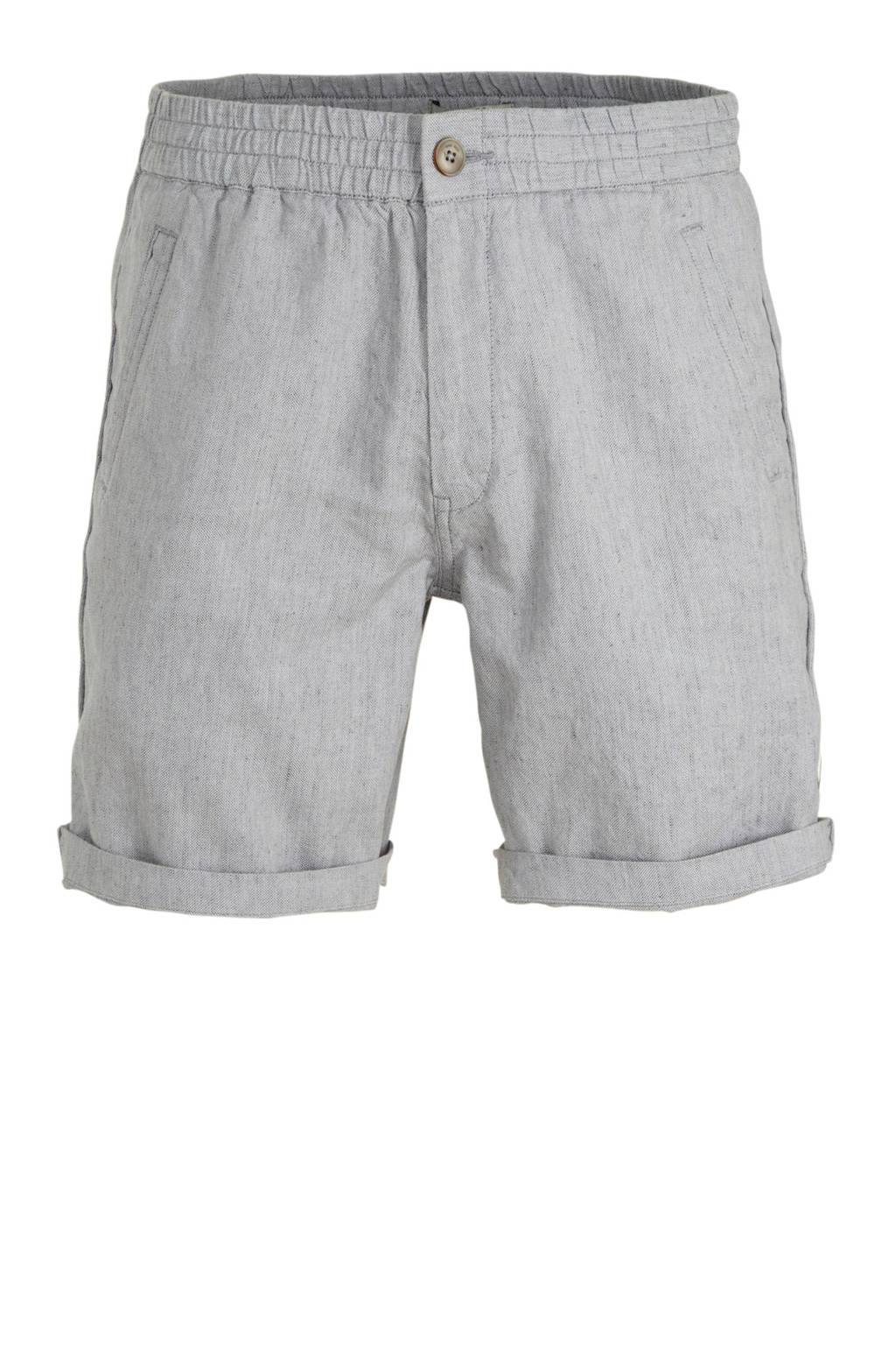 Mango Man regular fit bermuda met linnen grijs, Grijs