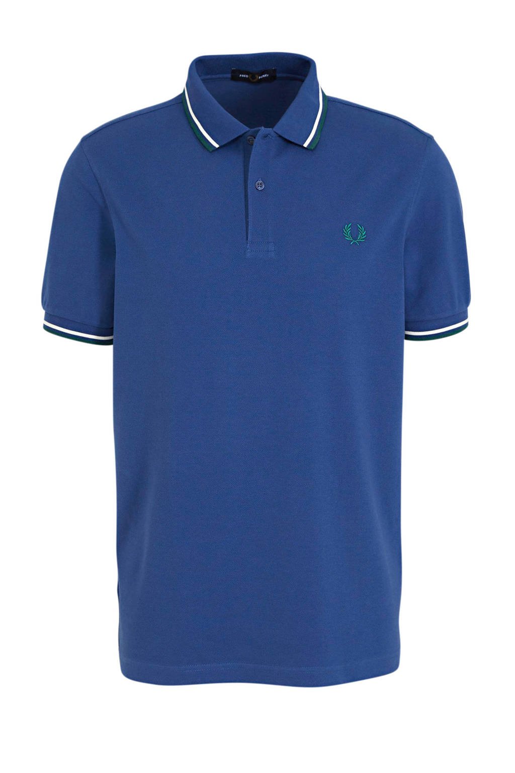 Fred Perry regular fit polo blauw/wit, Blauw/wit