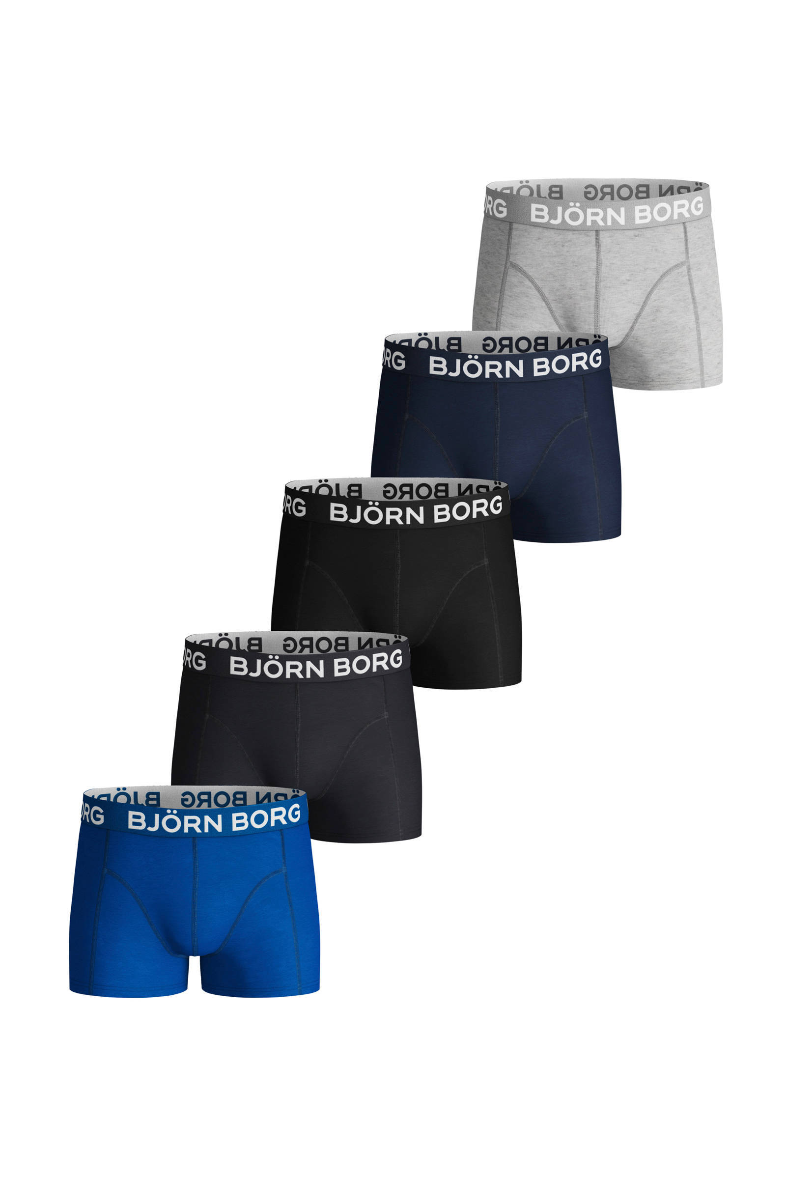 Björn Borg boxershort - set van 5 blauw/zwart/grijs | wehkamp
