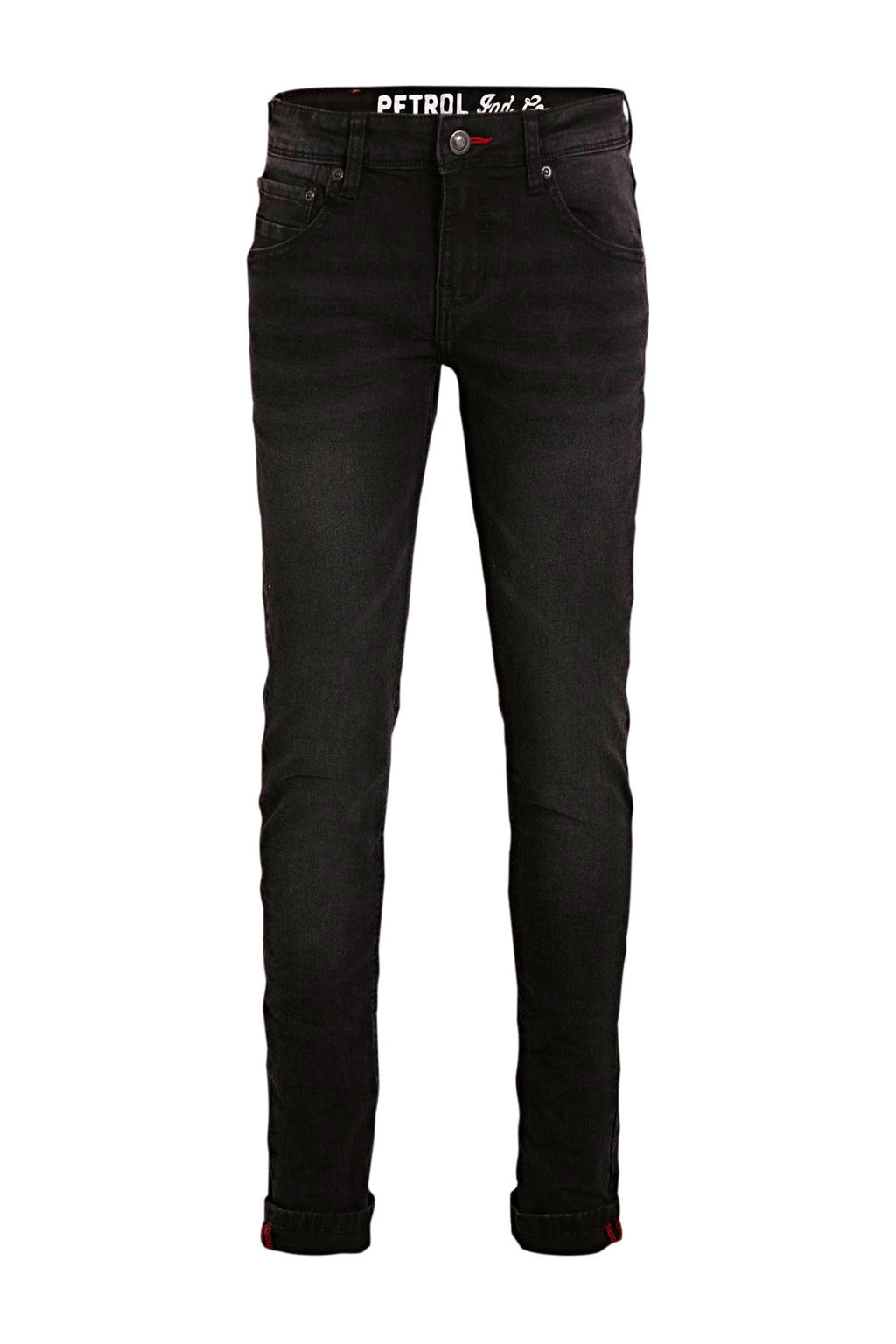 Zwarte jongens Petrol Industries skinny jeans van stretchdenim met regular waist en rits- en knoopsluiting