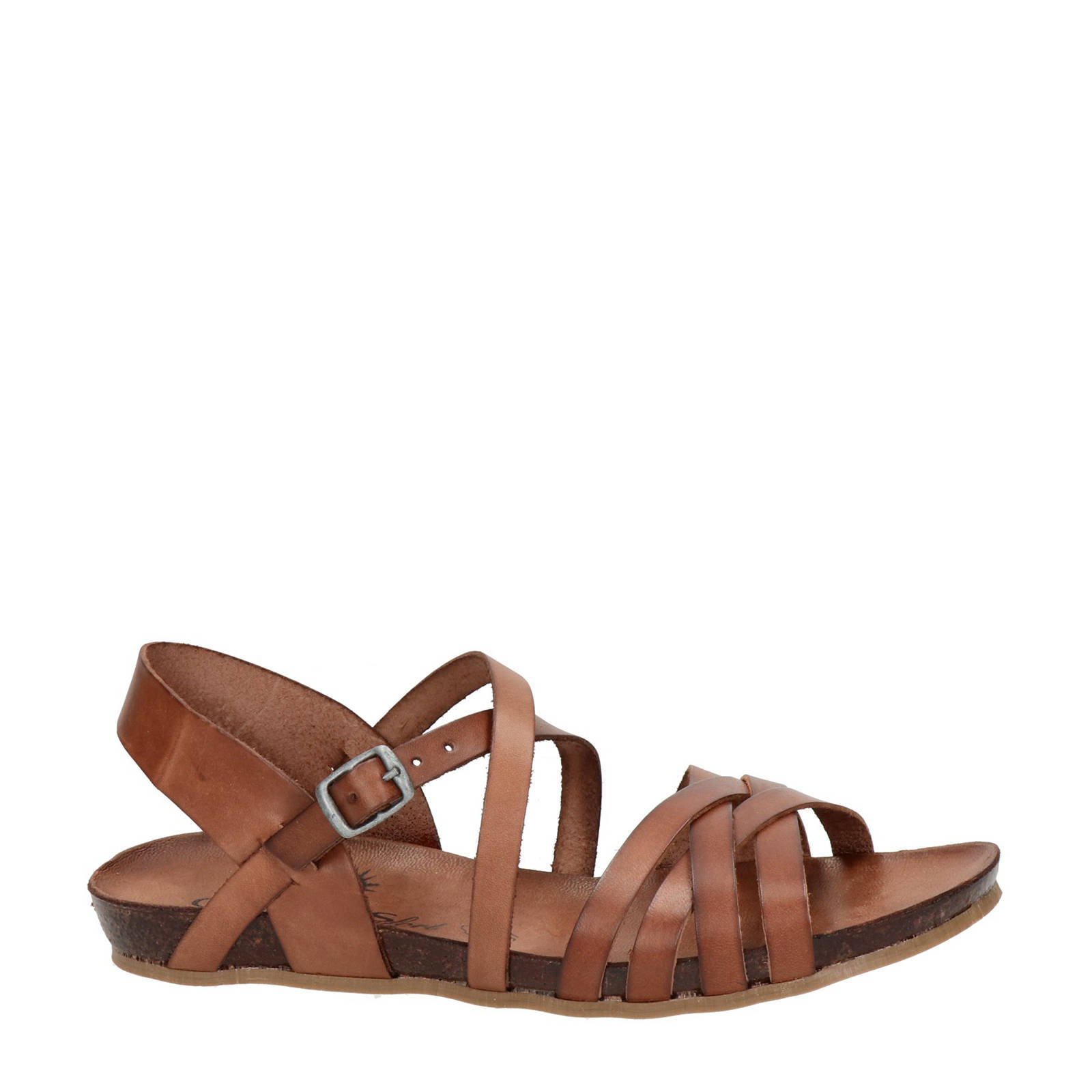 Cosmos leren sandalen cognac | wehkamp