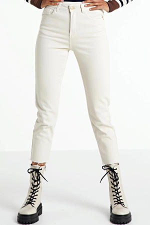 cropped high waist straight leg jeans ONLEMILY ecru