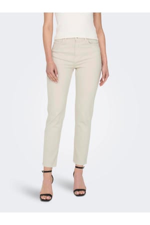 cropped high waist straight leg jeans ONLEMILY ecru
