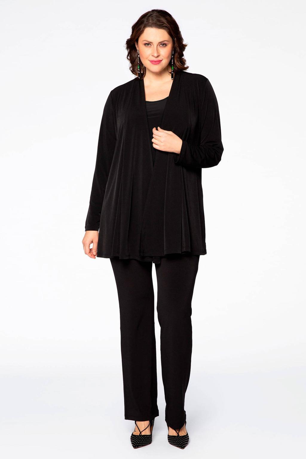Zwarte dames Yoek vest met lange mouwen