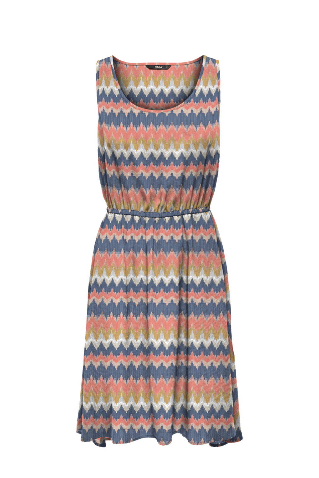 ONLY jurk met all over print wit/roze/groen, Roze/blauw