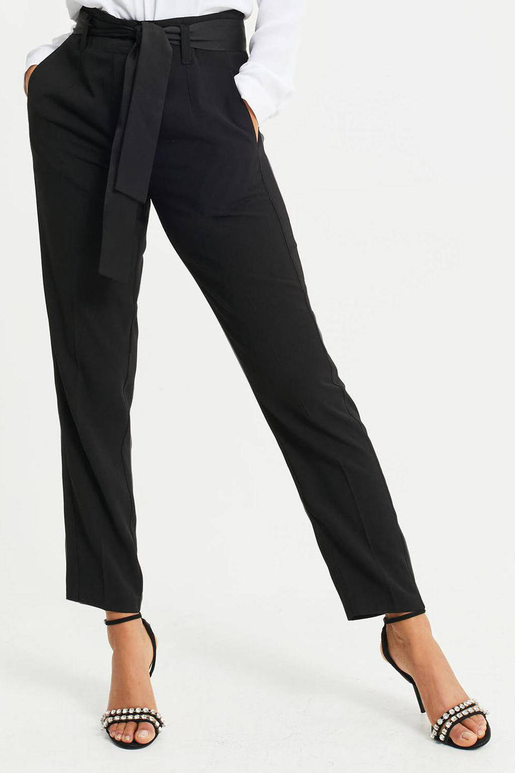 Arbitrage Afhankelijk Horzel WE Fashion high waist tapered fit pantalon zwart | wehkamp