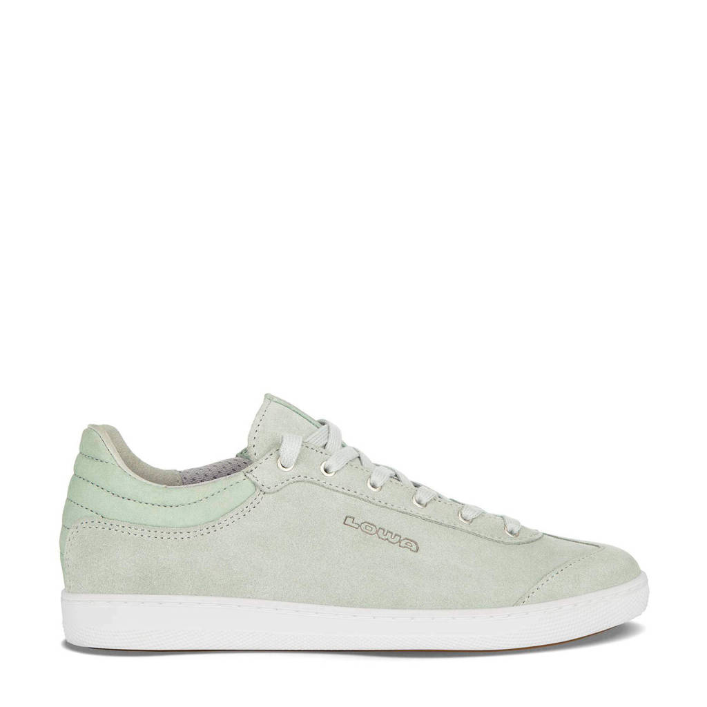 Mintgroene dames Lowa Ancona sneakers van suede met veters
