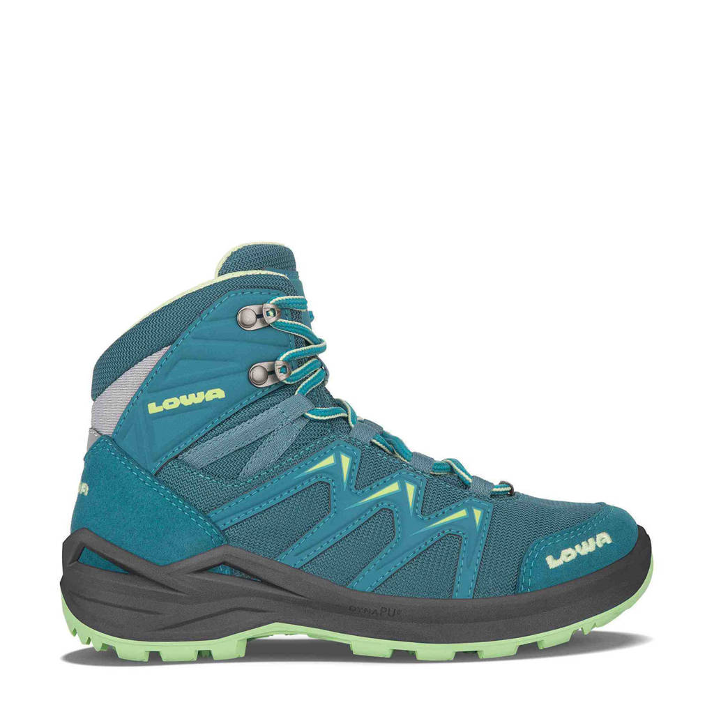 Turquoise en gele jongens en meisjes Lowa Innox Pro GTX wandelschoenen kids van mesh met veters