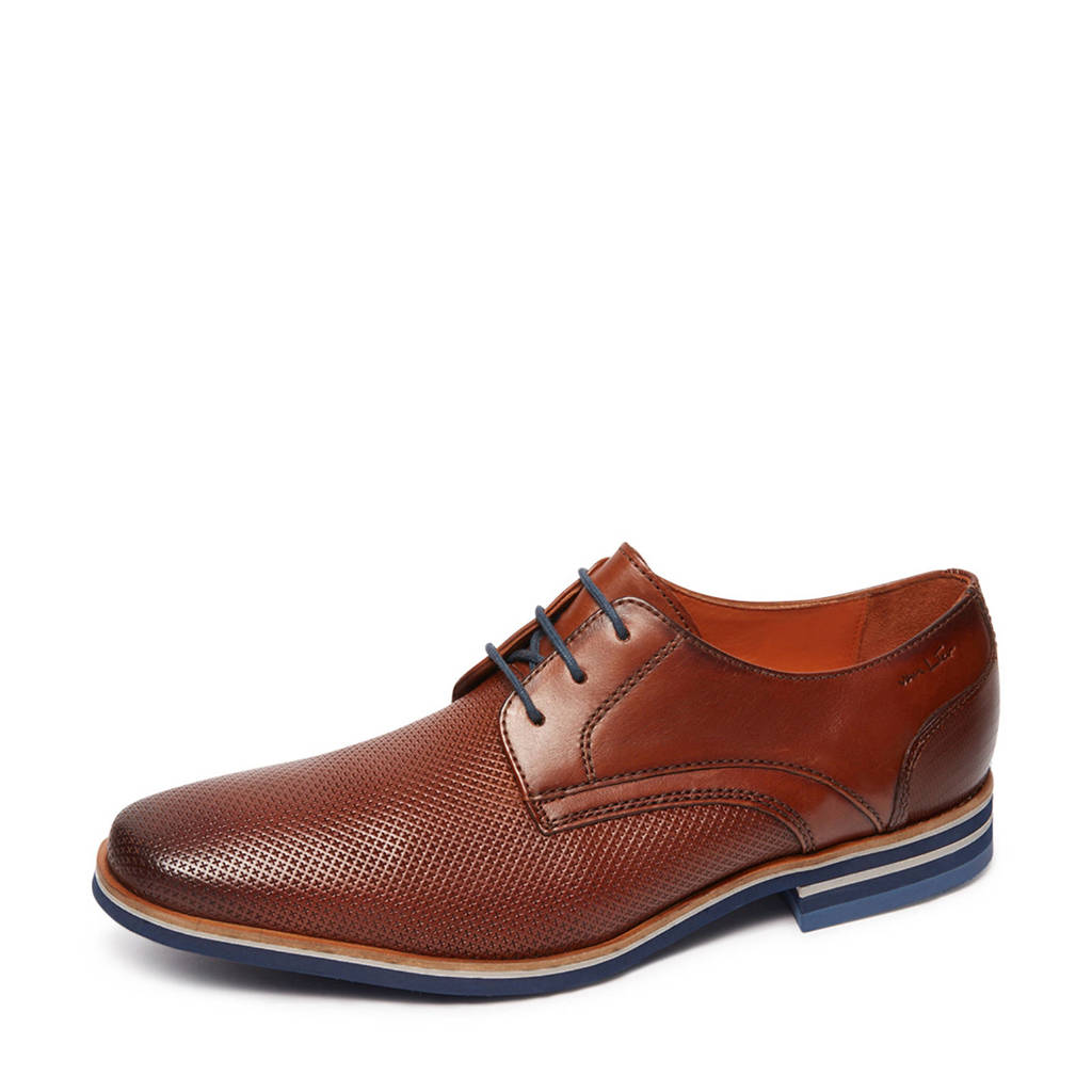 Van Lier leren veterschoenen cognac, Cognac