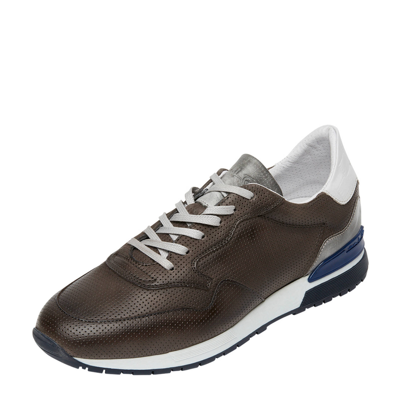 Van Lier Chavar leren sneakers grijs | wehkamp
