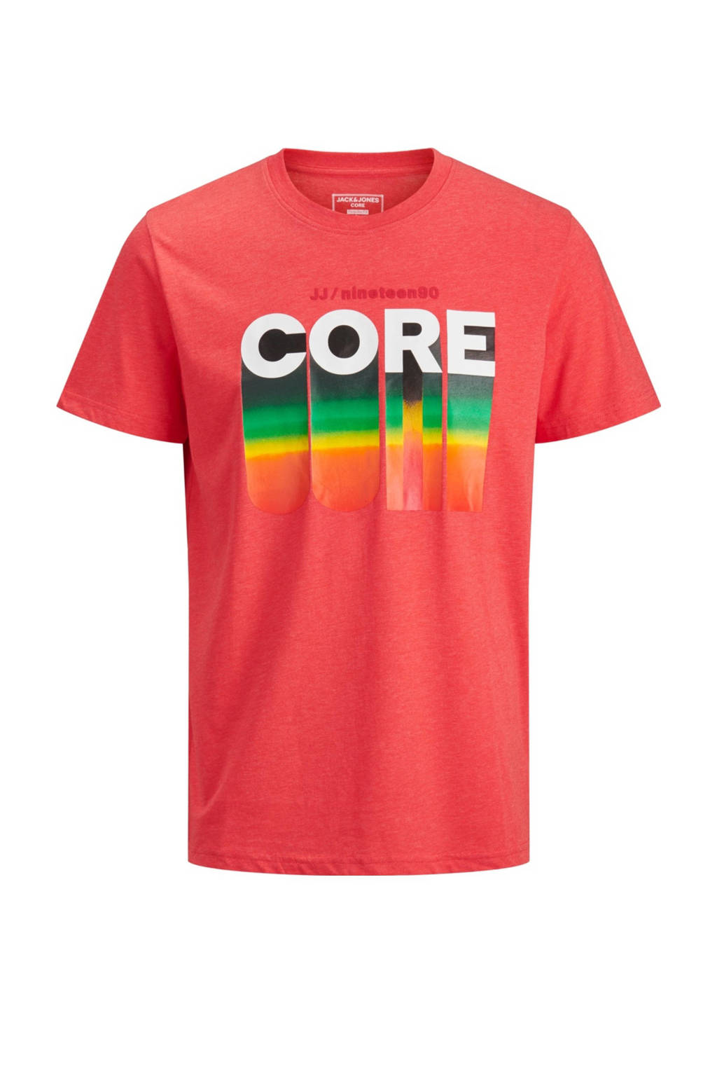 JACK & JONES PLUS SIZE T-shirt met printopdruk rood melange, Rood melange