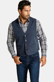 thumbnail: Blauwe heren Jan Vanderstorm gilet Plus Size van katoen 