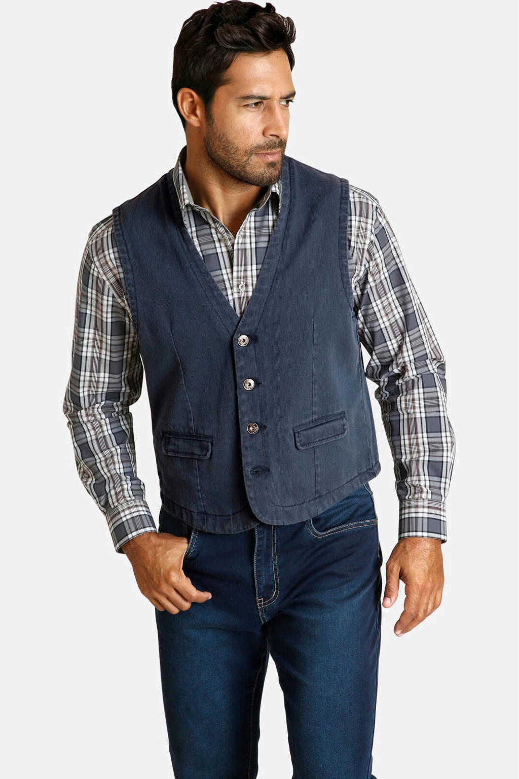 Jan Vanderstorm gilet Plus Size TORELL blauw