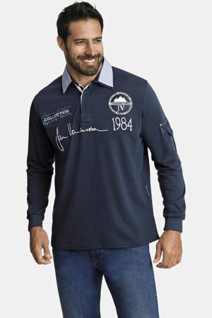 loose fit polo Plus Size JELLE met printopdruk donkerblauw