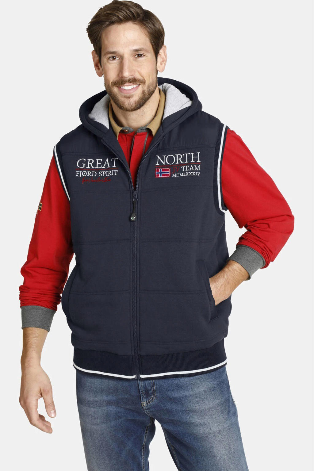 Jan Vanderstorm gestreept gilet TORVIND Plus Size donkerblauw