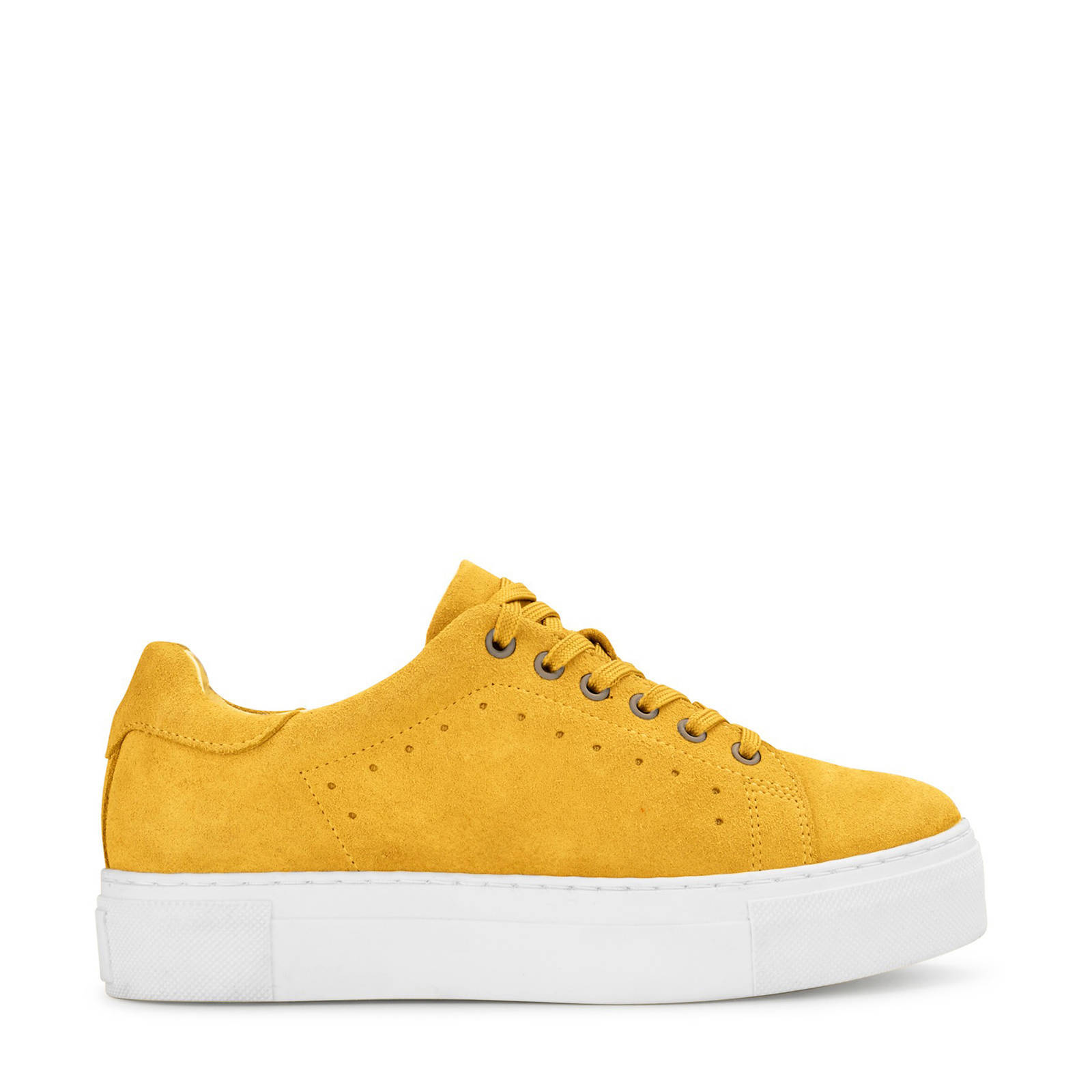 PS Poelman suède plateau sneakers okergeel | wehkamp