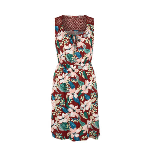 Q S designed by gebloemde jersey jurk brique Q S designed by gebloemde jersey jurk brique