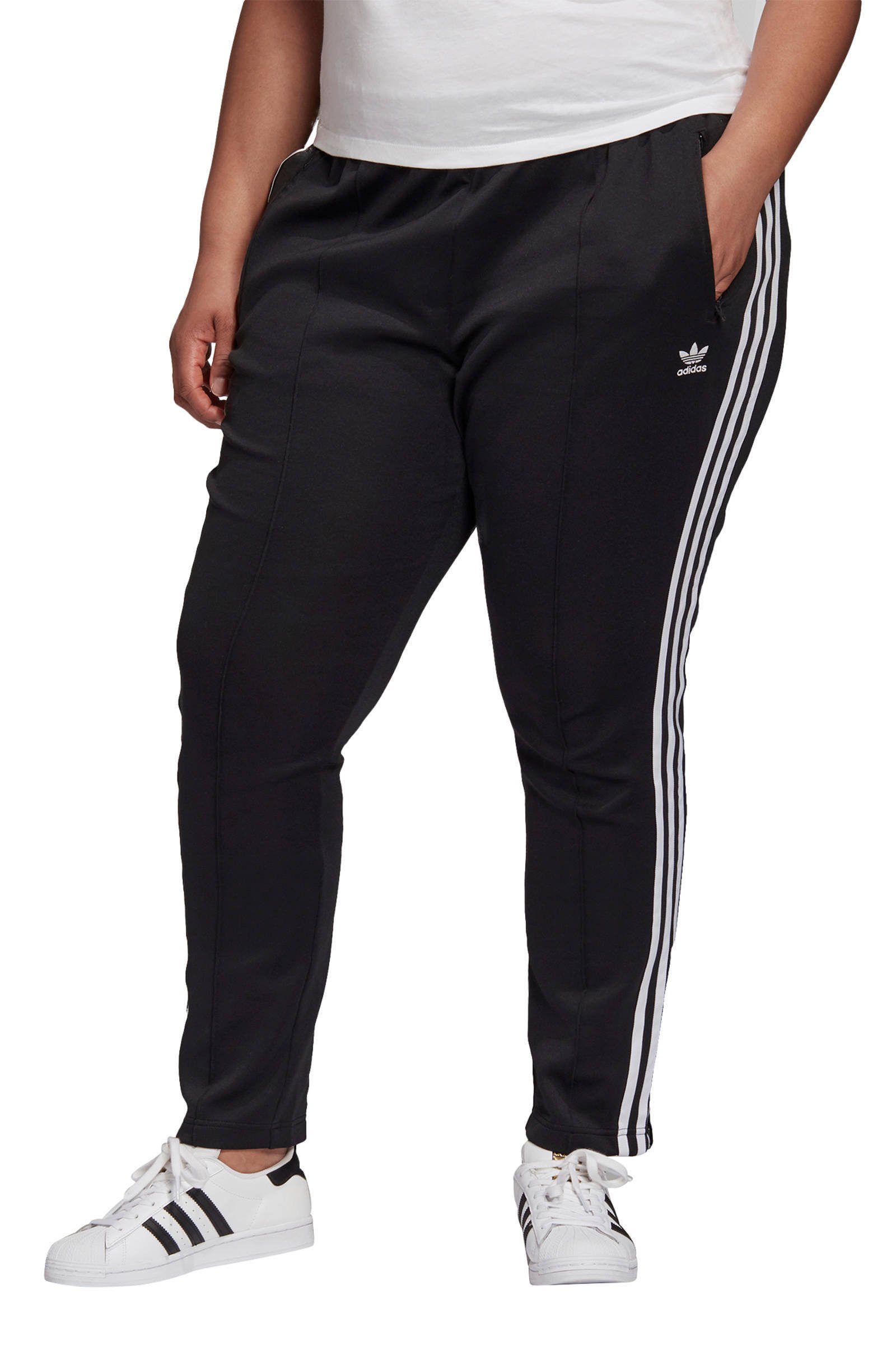 adidas Originals Plus Size Superstar joggingbroek zwart/wit wehkamp