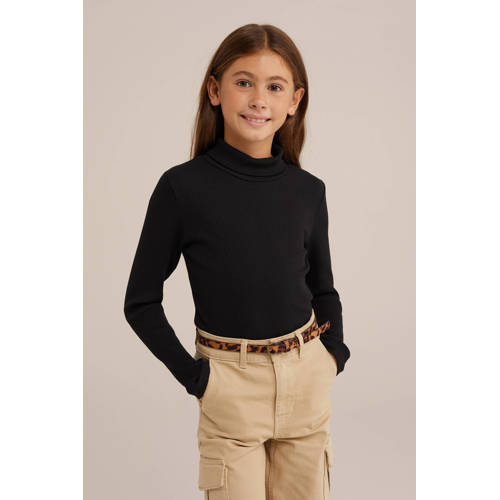 WE Fashion ribgebreide coltrui Myla zwart afbeelding