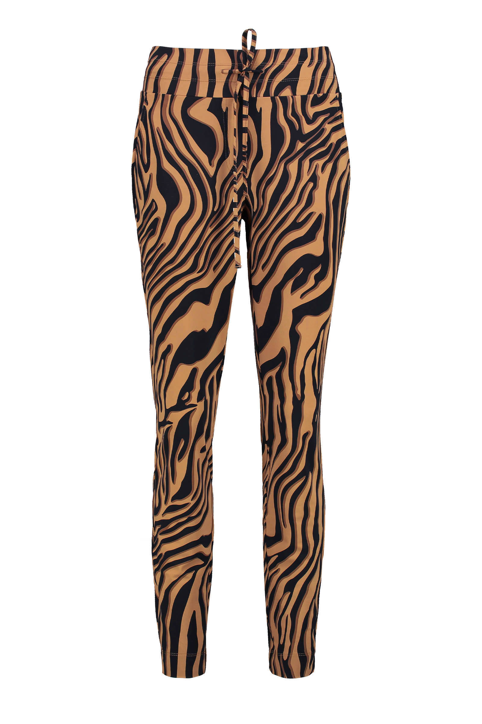 Expresso slim fit broek van travelstof met zebraprint bruin/zwart | wehkamp