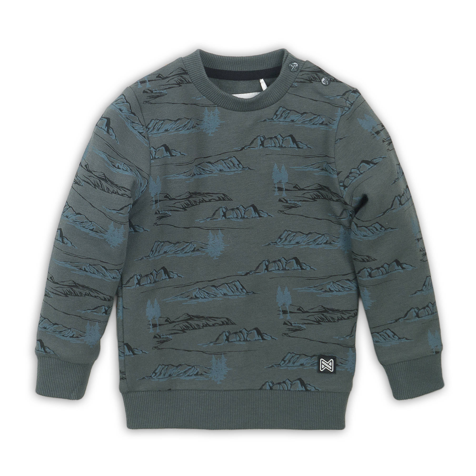 Koko Noko sweater met all over print donkergroenblauwzwart Koko Noko sweater rozedonkerblauwwit | wehkamp