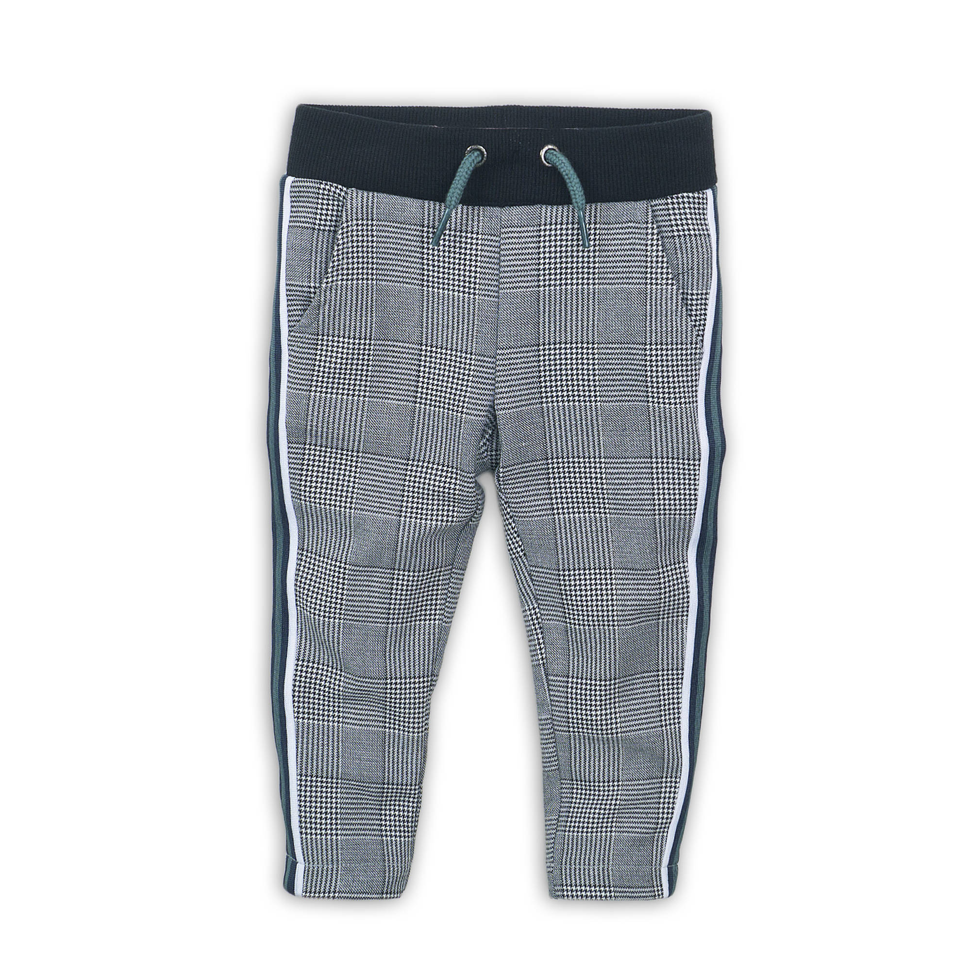 Koko Noko baby geruite broek met zijstreep zwart/wit/groen | wehkamp